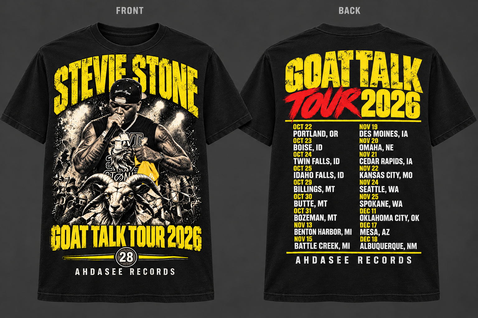GOAT TALK tour shirt front and back